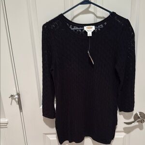 Talbots Black Textured Knit Tunic Size S NWT